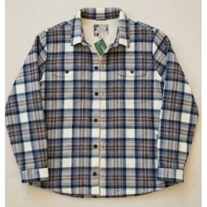 L.L. Bean Sherpa Lined Flannel Shirt Jacket Blue Plaid Women's 2X Plus Shacket